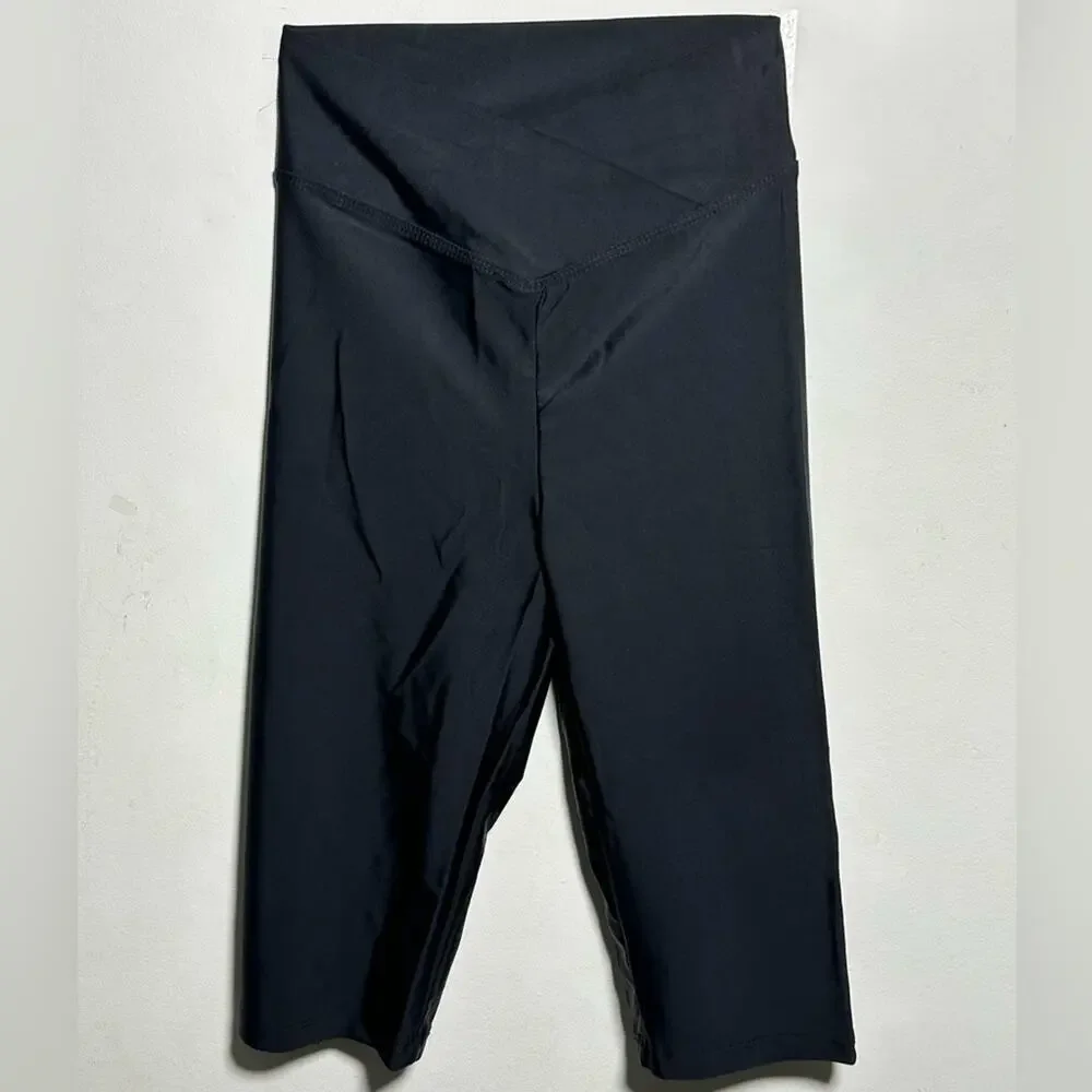 SET Theatricals Black Turquoise 2PC Dance Crop Top and Bike Shorts Adult XS NWT
